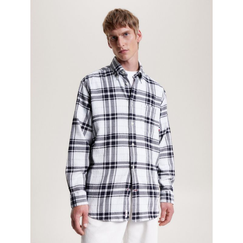 TOMMY HILFIGER - Camisa A Cuadros Escoceses Tonales Blanco Tommy Hilfiger
