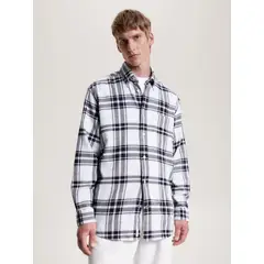 TOMMY HILFIGER - Camisa A Cuadros Escoceses Tonales Blanco