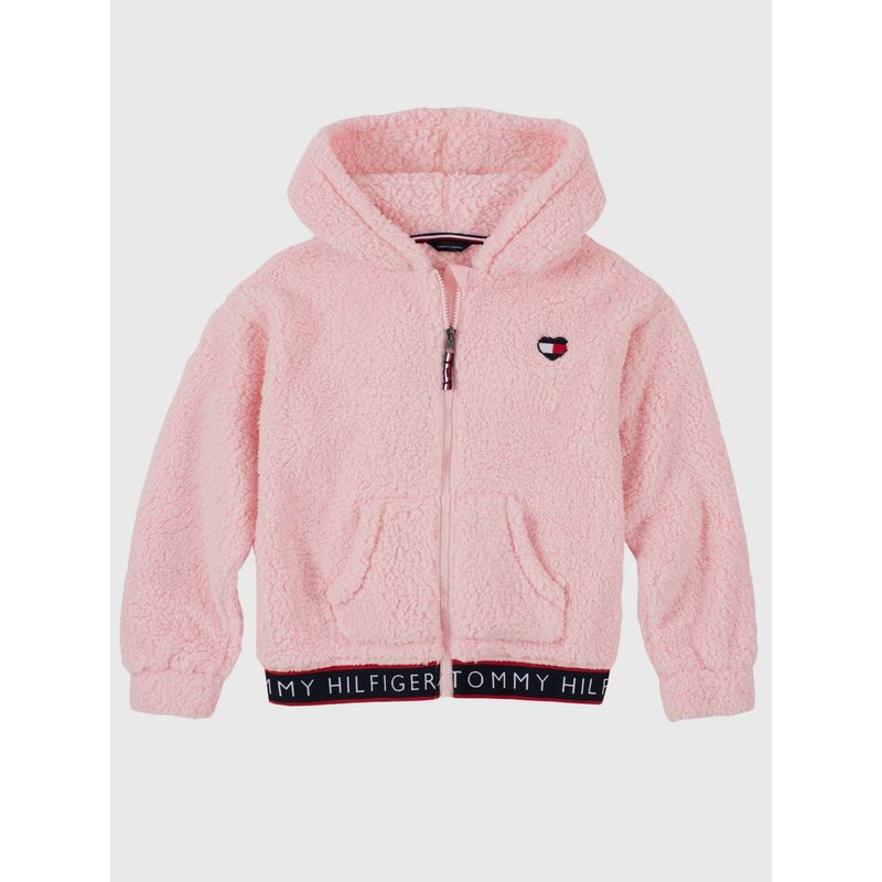 TOMMY HILFIGER - Polerón Hoodie Sherpa Solid Niña Rosado Tommy Hilfiger