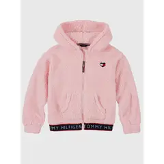 TOMMY HILFIGER - Polerón Hoodie Sherpa Solid Niña Rosado