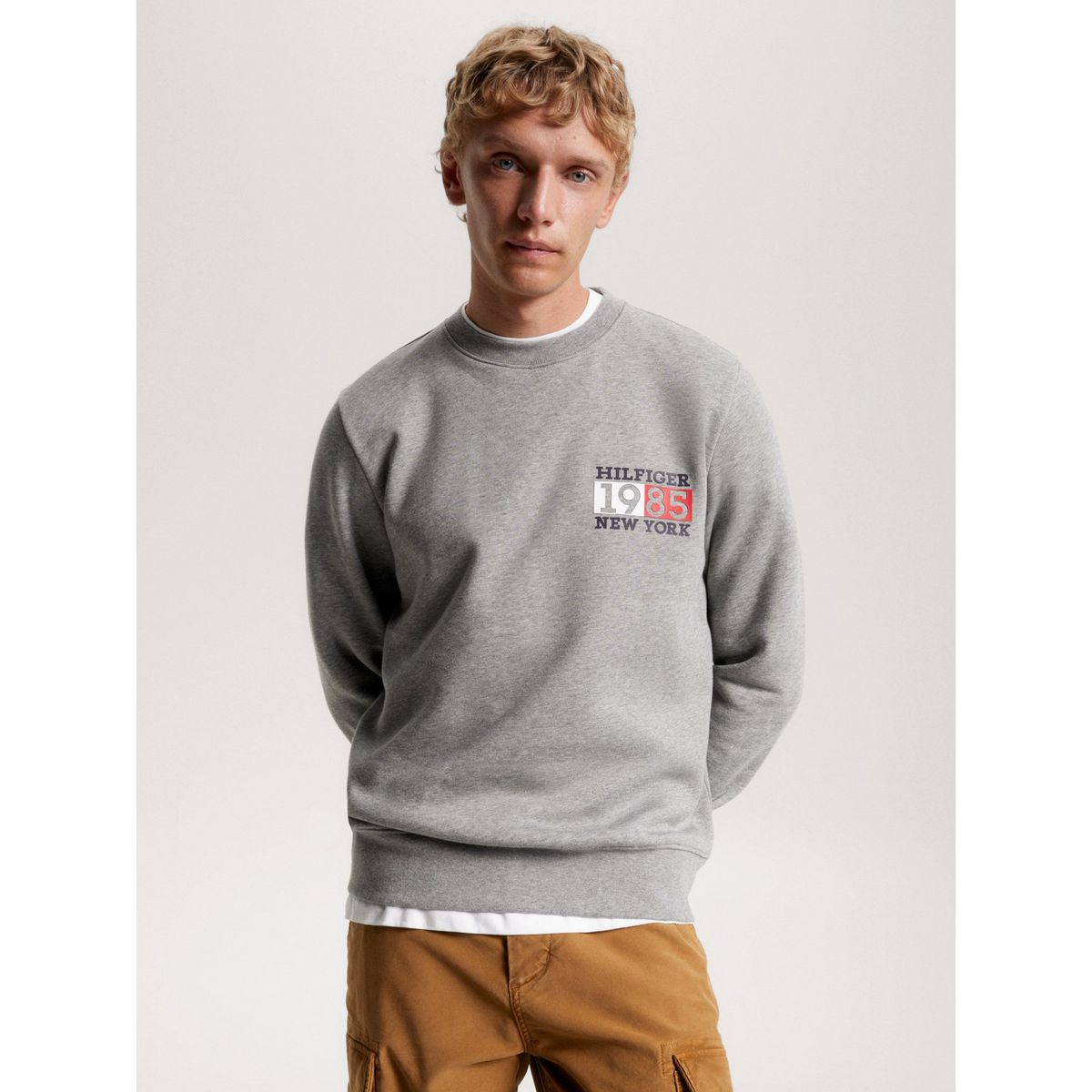 TOMMY HILFIGER - Polerón New York Flag Logo Gris Tommy Hilfiger