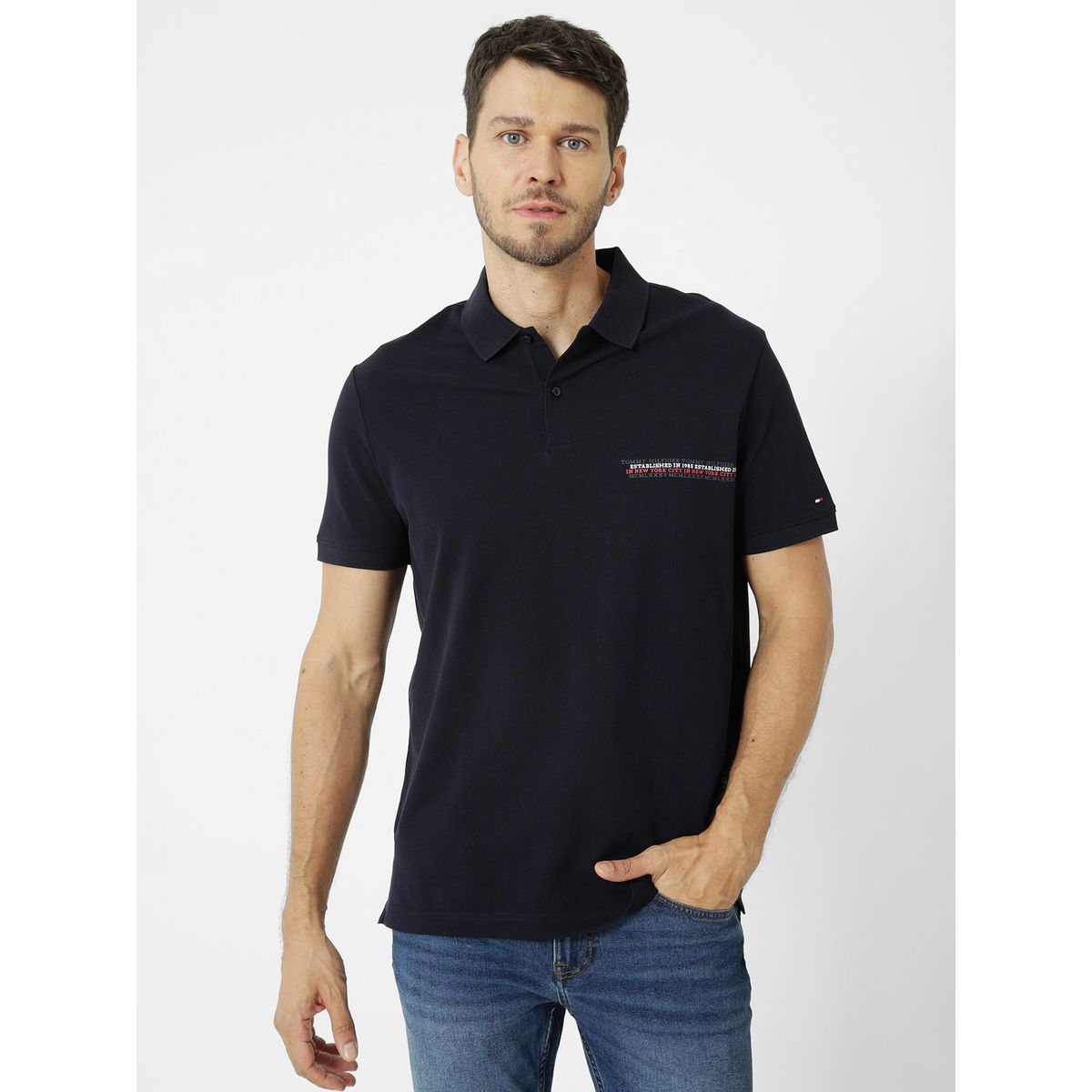 TOMMY HILFIGER - Polo Con Logo Monotipo Azul Tommy Hilfiger