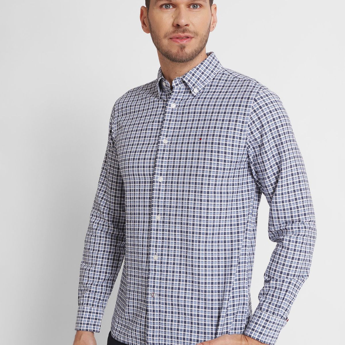 TOMMY HILFIGER - Camisa Oxford Gingham A Cuadros Azul Tommy Hilfiger