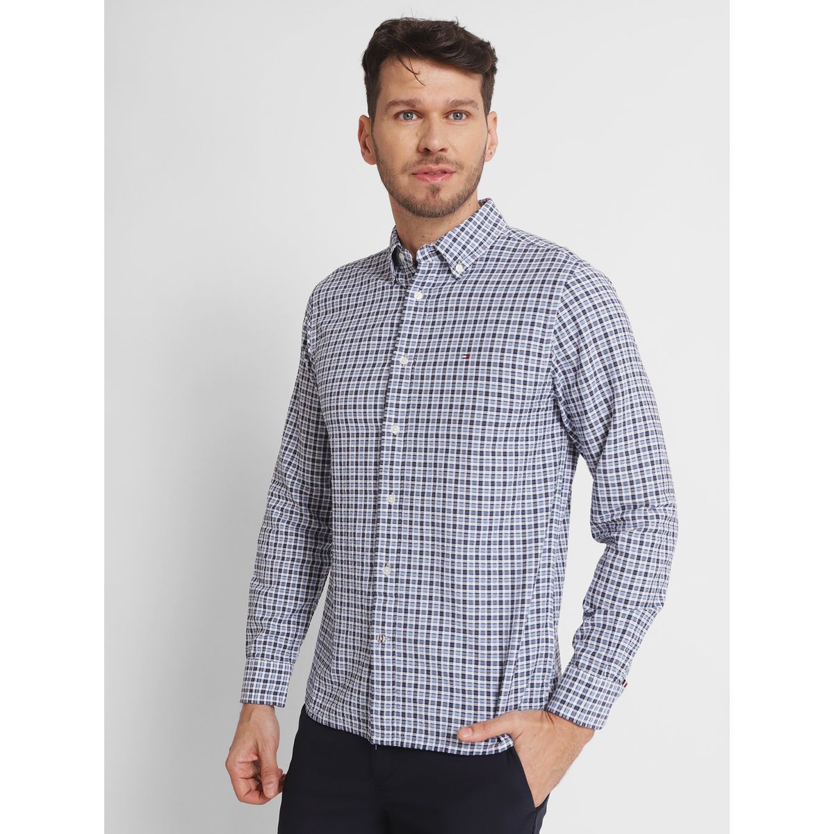 TOMMY HILFIGER - Camisa Oxford Gingham A Cuadros Azul Tommy Hilfiger