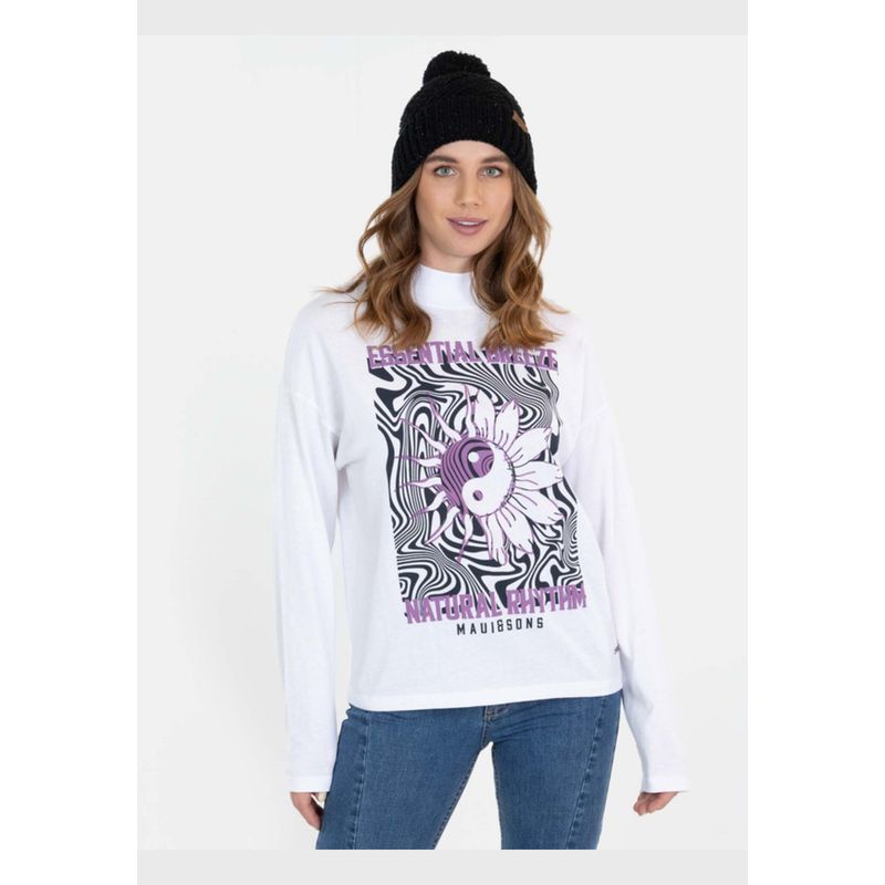 MAUI AND SONS - Polera Essential Rhythm T-Shirt Blanco Mujer Maui And Sons