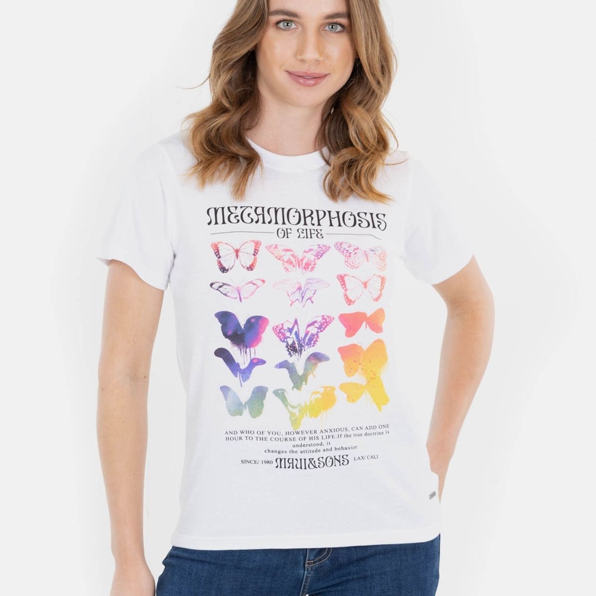 MAUI AND SONS - Polera Poramor T-Shirt Blanco Mujer Maui And Sons