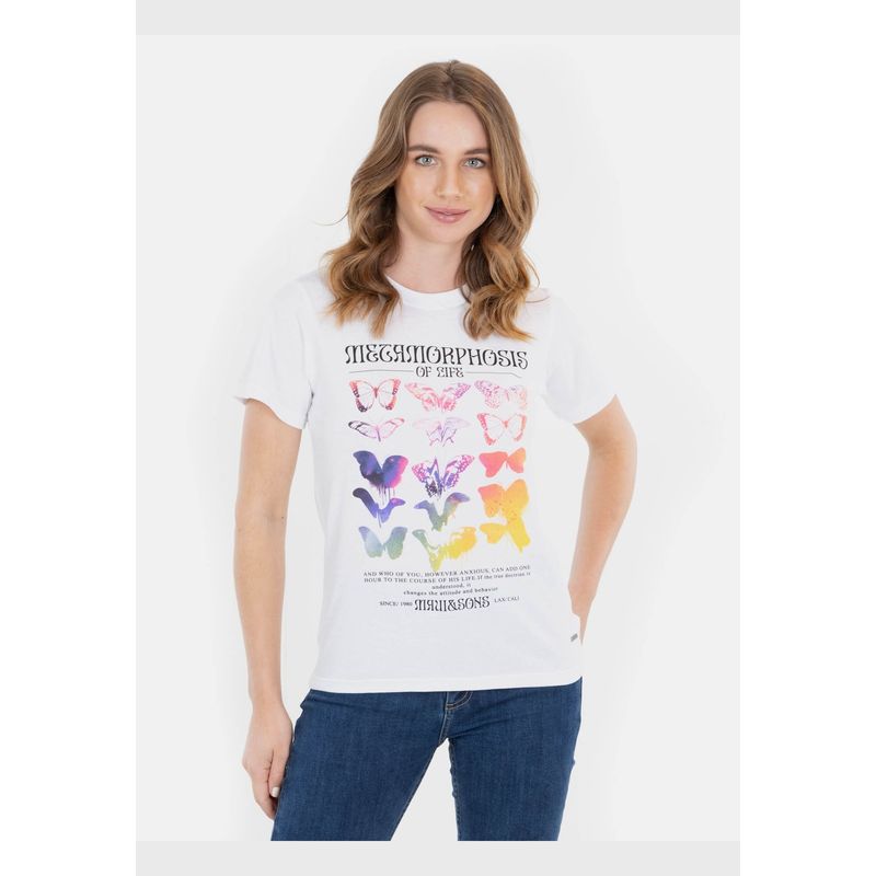 MAUI AND SONS - Polera Poramor T-Shirt Blanco Mujer Maui And Sons