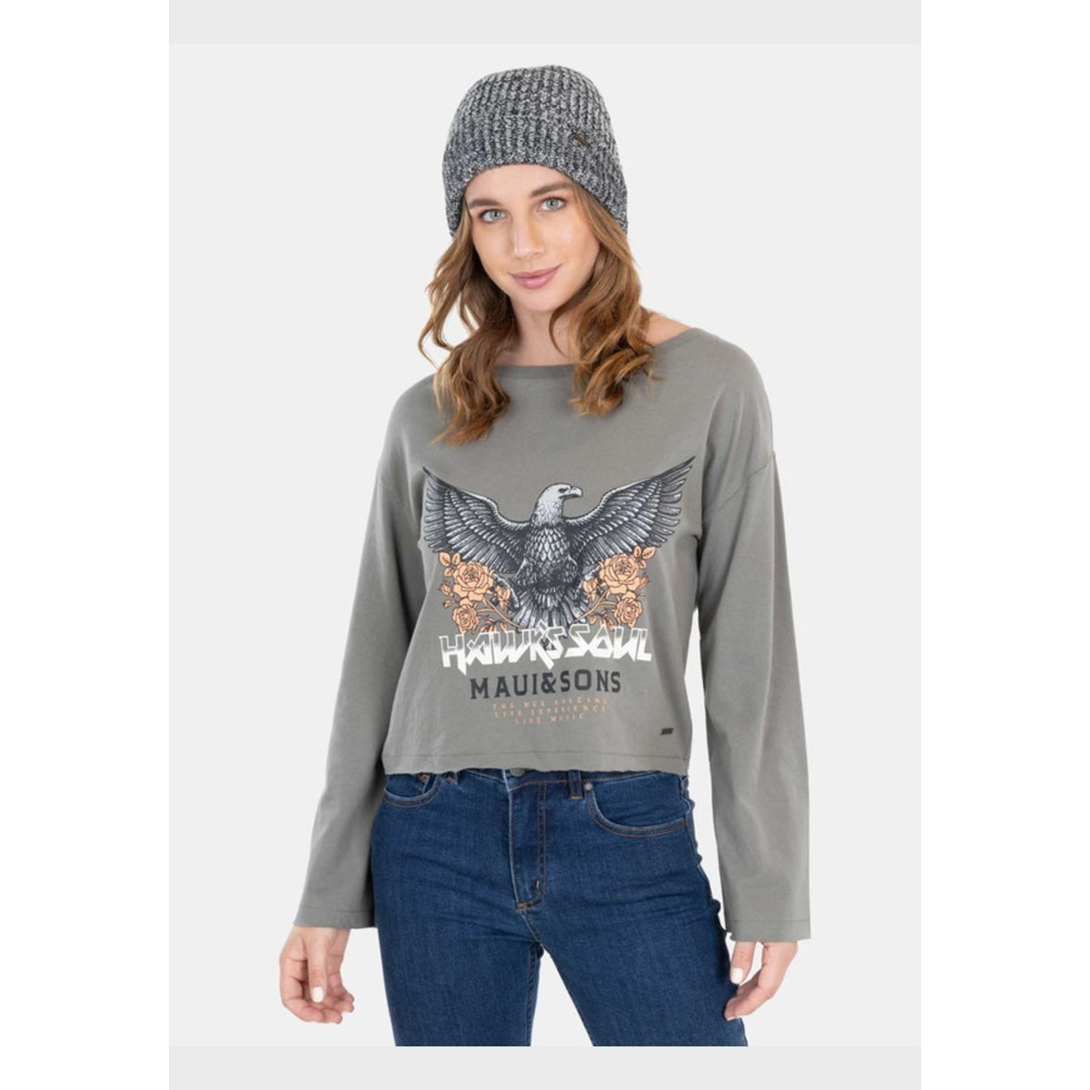 MAUI AND SONS - Polera Hawk'S Soul T-Shirt Verde Mujer Maui And Sons