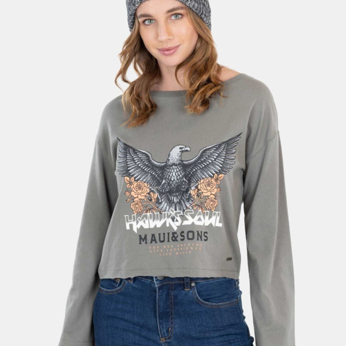 MAUI AND SONS - Polera Hawk'S Soul T-Shirt Verde Mujer Maui And Sons