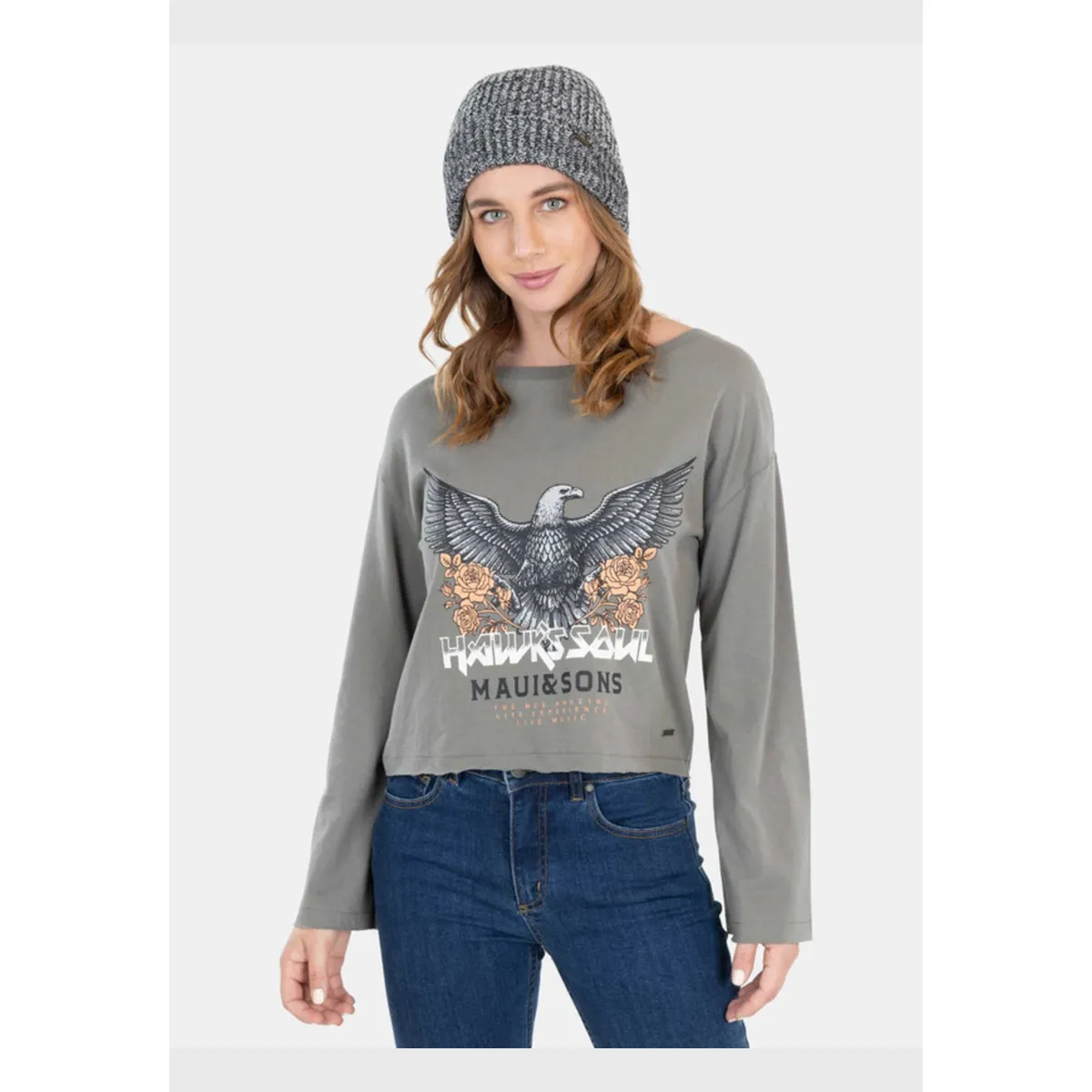 MAUI AND SONS - Polera Hawk'S Soul T-Shirt Verde Mujer Maui And Sons