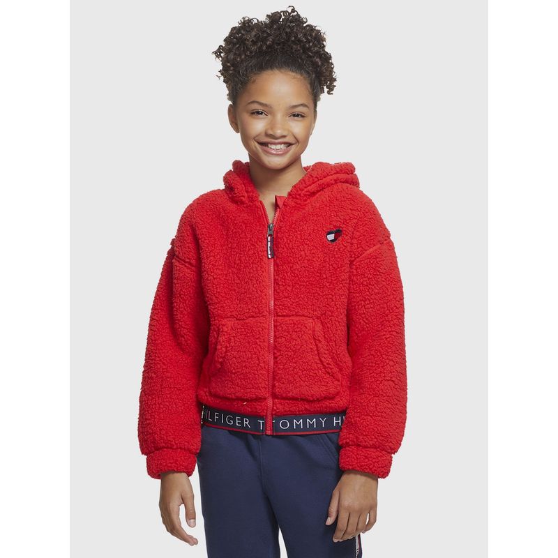 TOMMY HILFIGER - Polerón Hoodie Sherpa Solid Niña Rojo Tommy Hilfiger
