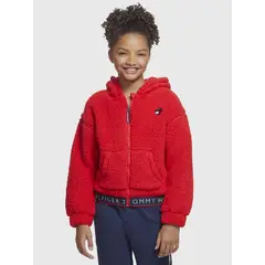 TOMMY HILFIGER - Polerón Hoodie Sherpa Solid Niña Rojo