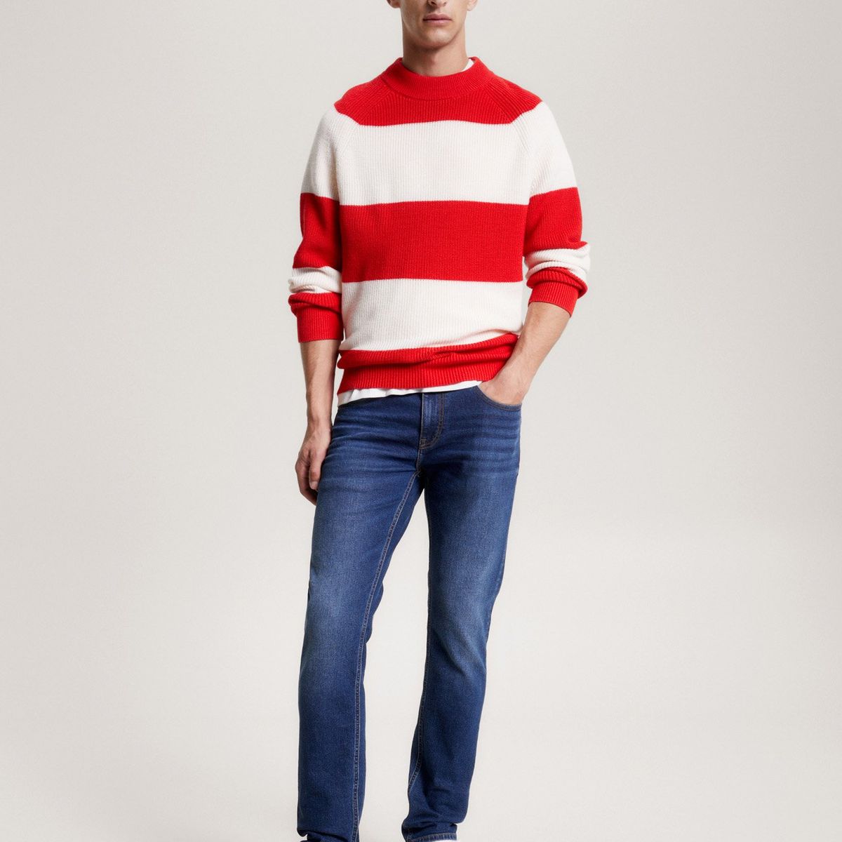 TOMMY HILFIGER - Jeans Denton Straight Con Efecto Desteñido Azul Tommy Hilfiger