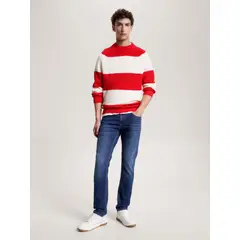 TOMMY HILFIGER - Jeans Denton Straight Con Efecto Desteñido Azul