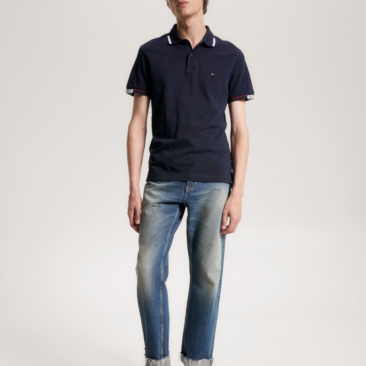 TOMMY HILFIGER - Polo Ribeteado Slim Fit Con Logo Azul Tommy Hilfiger