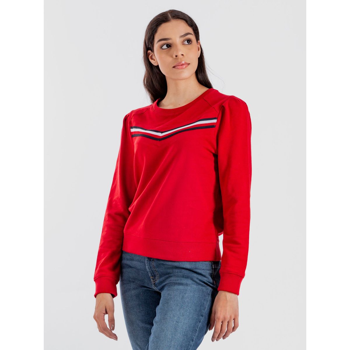 TOMMY HILFIGER - Poleron Solid Con Logo Stripe Rojo Tommy Hilfiger