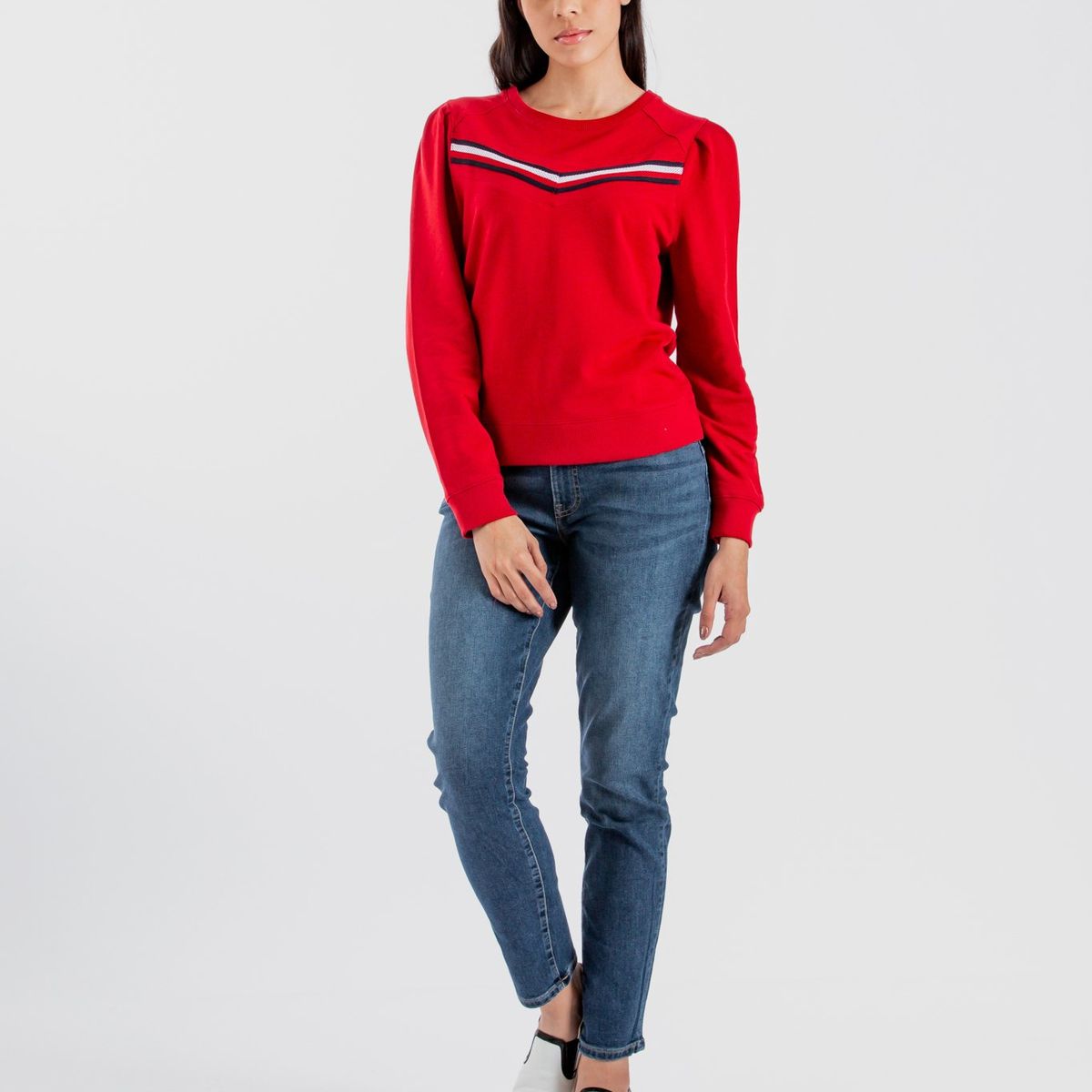 TOMMY HILFIGER - Poleron Solid Con Logo Stripe Rojo Tommy Hilfiger