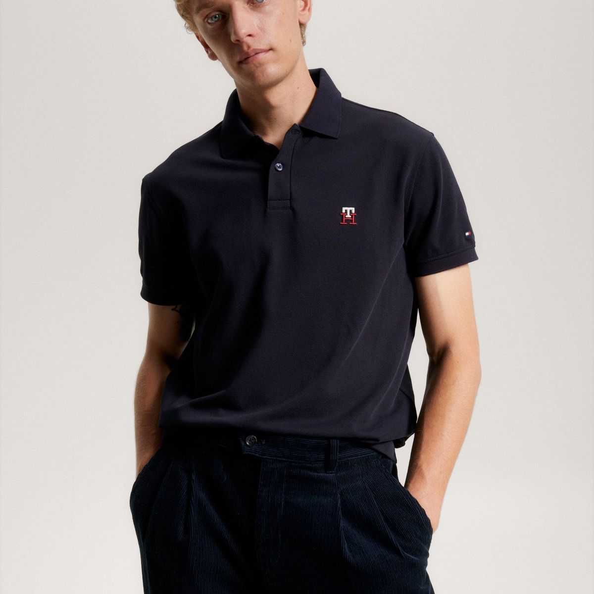 TOMMY HILFIGER - Polo Monogram Regular Fit Azul Tommy Hilfiger