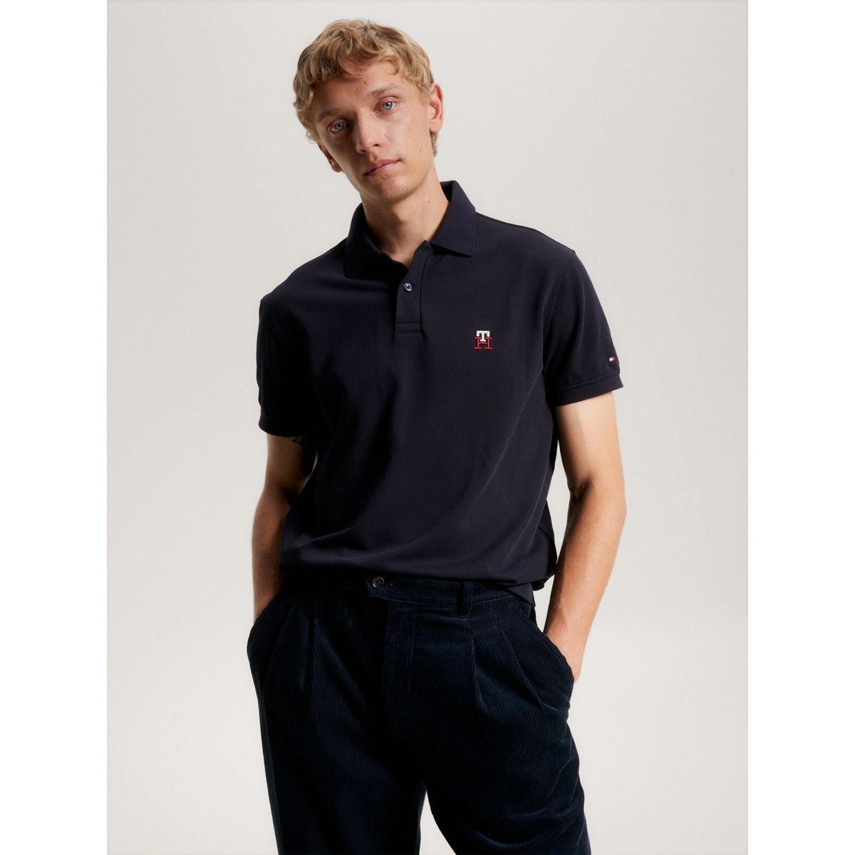 TOMMY HILFIGER - Polo Monogram Regular Fit Azul Tommy Hilfiger