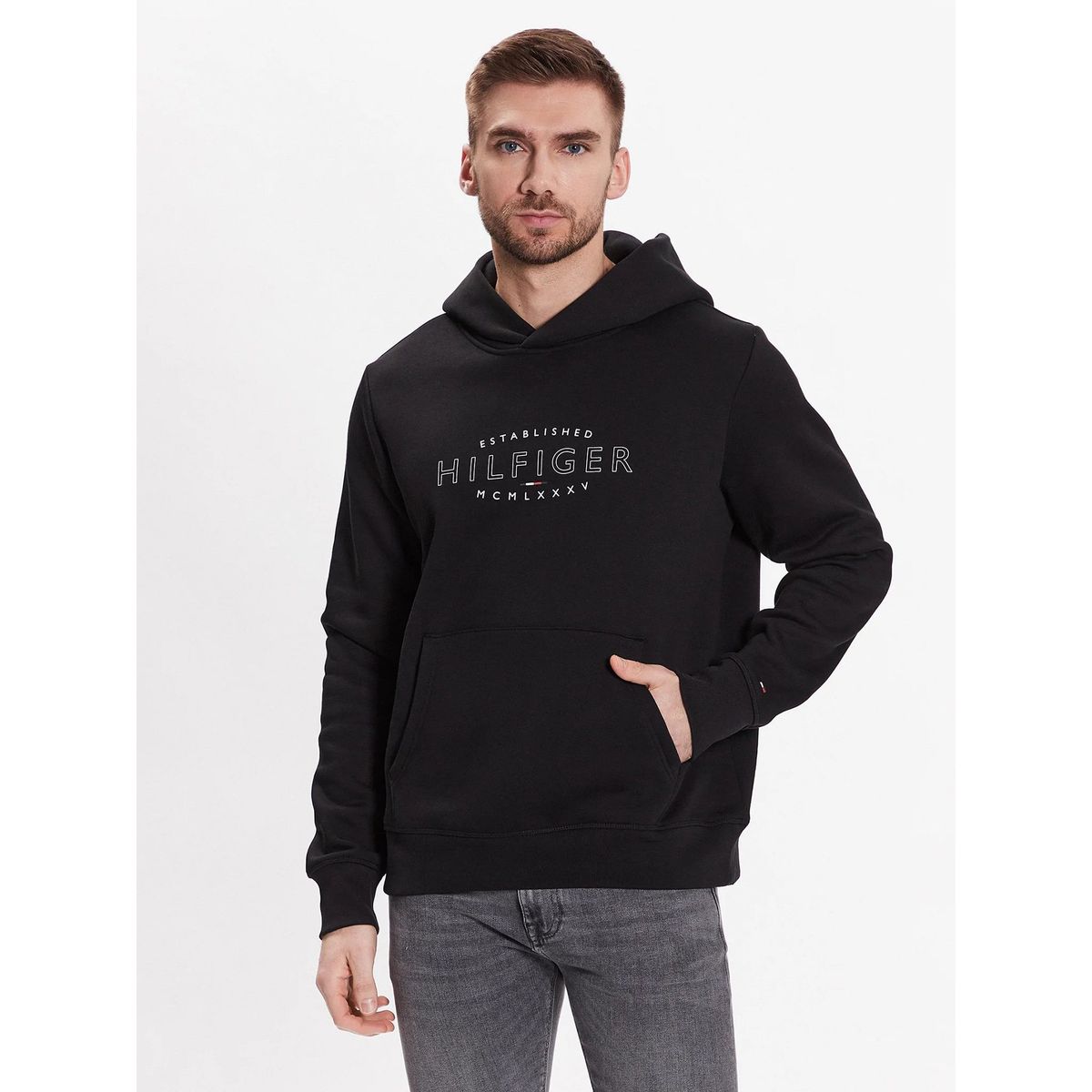 TOMMY HILFIGER - Polerón Hoodie Curve Logo Negro Tommy Hilfiger