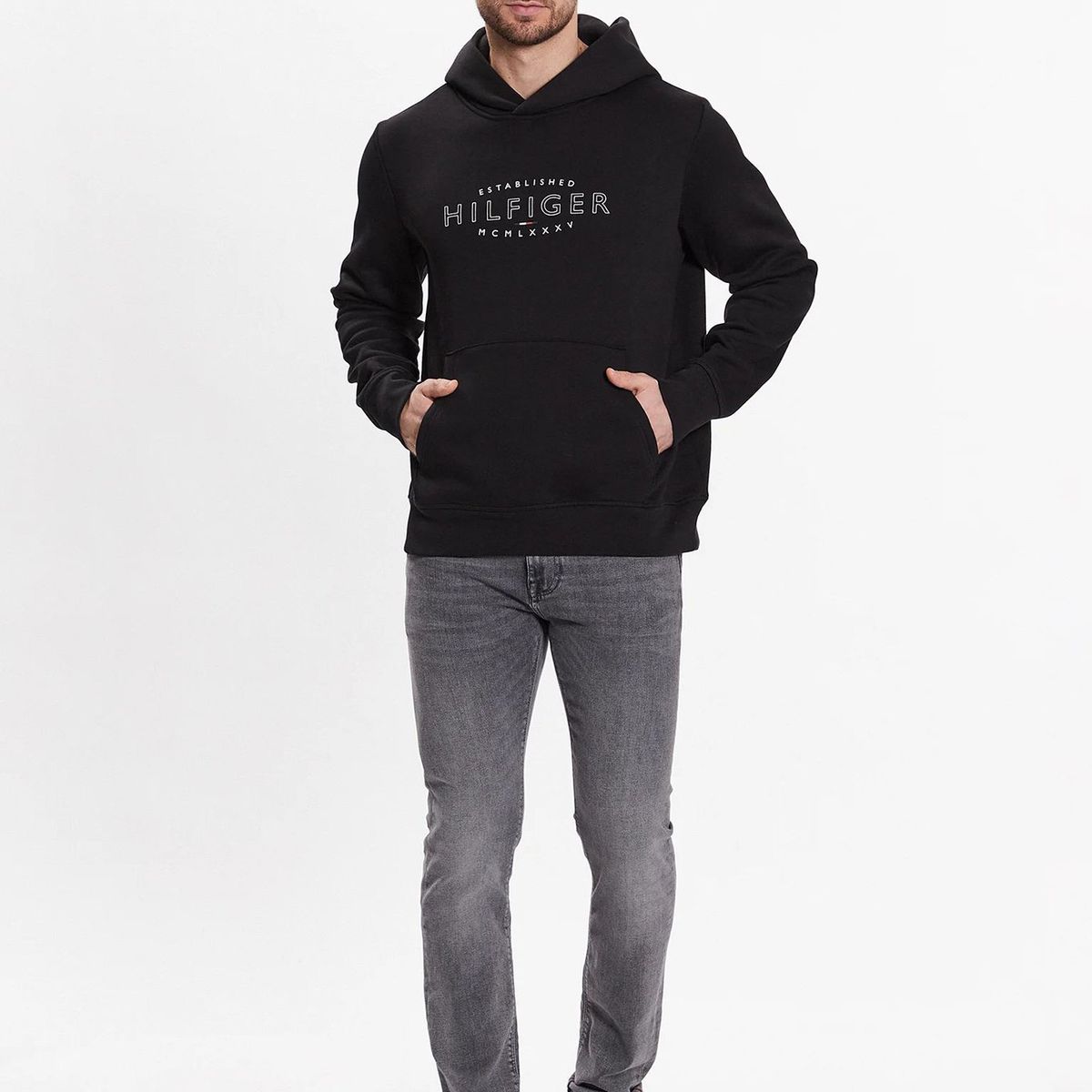 TOMMY HILFIGER - Polerón Hoodie Curve Logo Negro Tommy Hilfiger