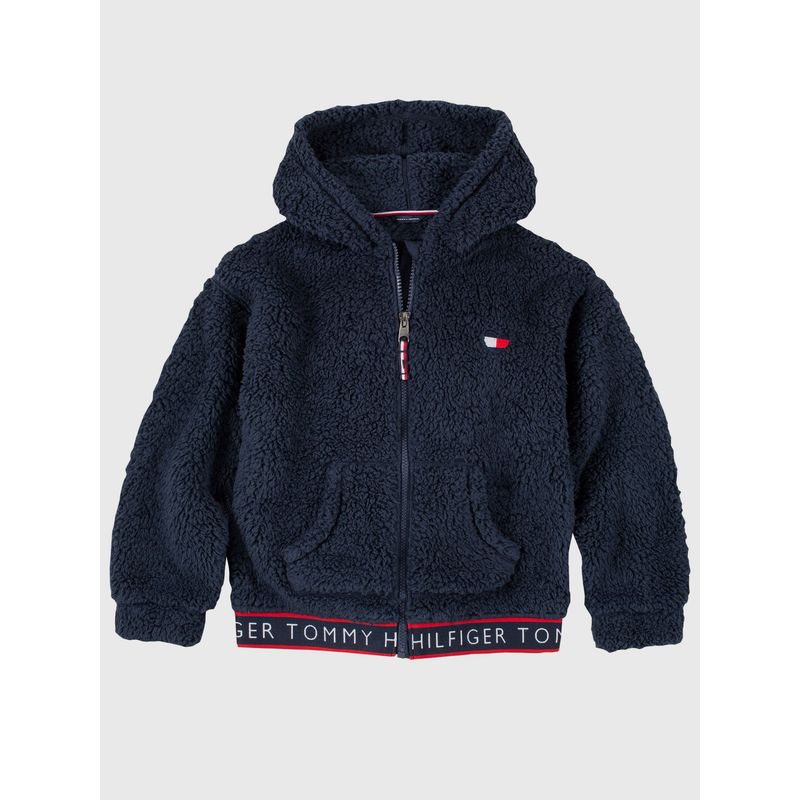 TOMMY HILFIGER - Polerón Hoodie Sherpa Solid Niña Azul Tommy Hilfiger.