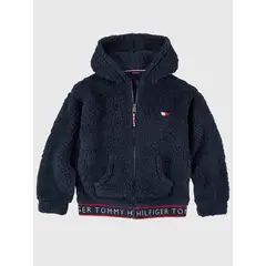 TOMMY HILFIGER - Polerón Hoodie Sherpa Solid Niña Azul Tommy Hilfiger.