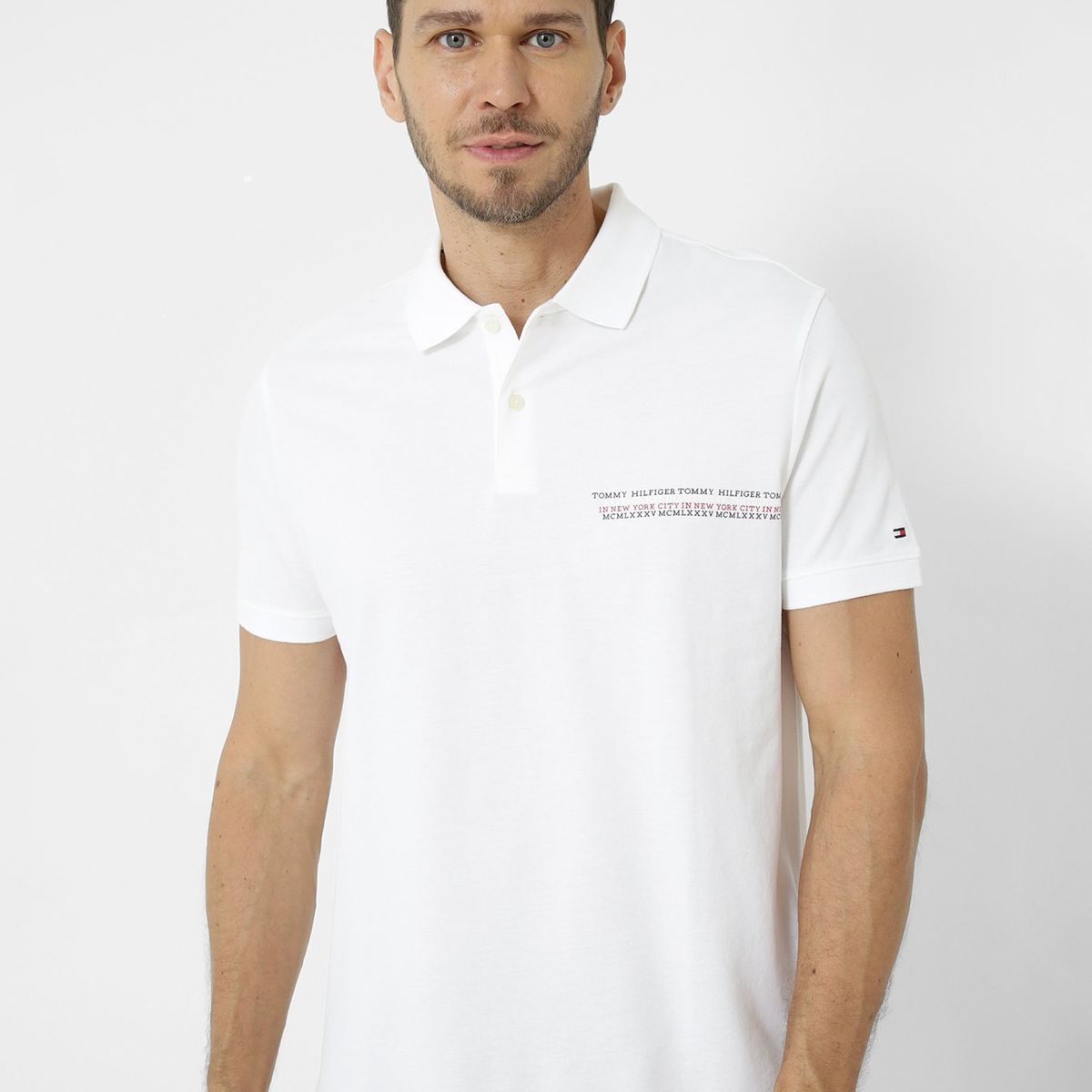 TOMMY HILFIGER - Polo Con Logo Monotipo Blanco Tommy Hilfiger