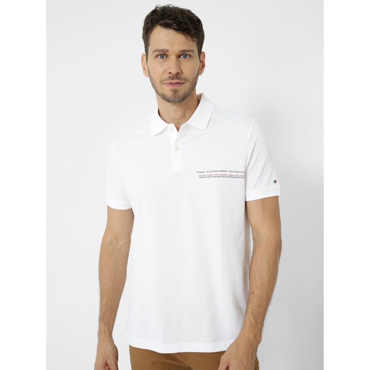 TOMMY HILFIGER - Polo Con Logo Monotipo Blanco Tommy Hilfiger
