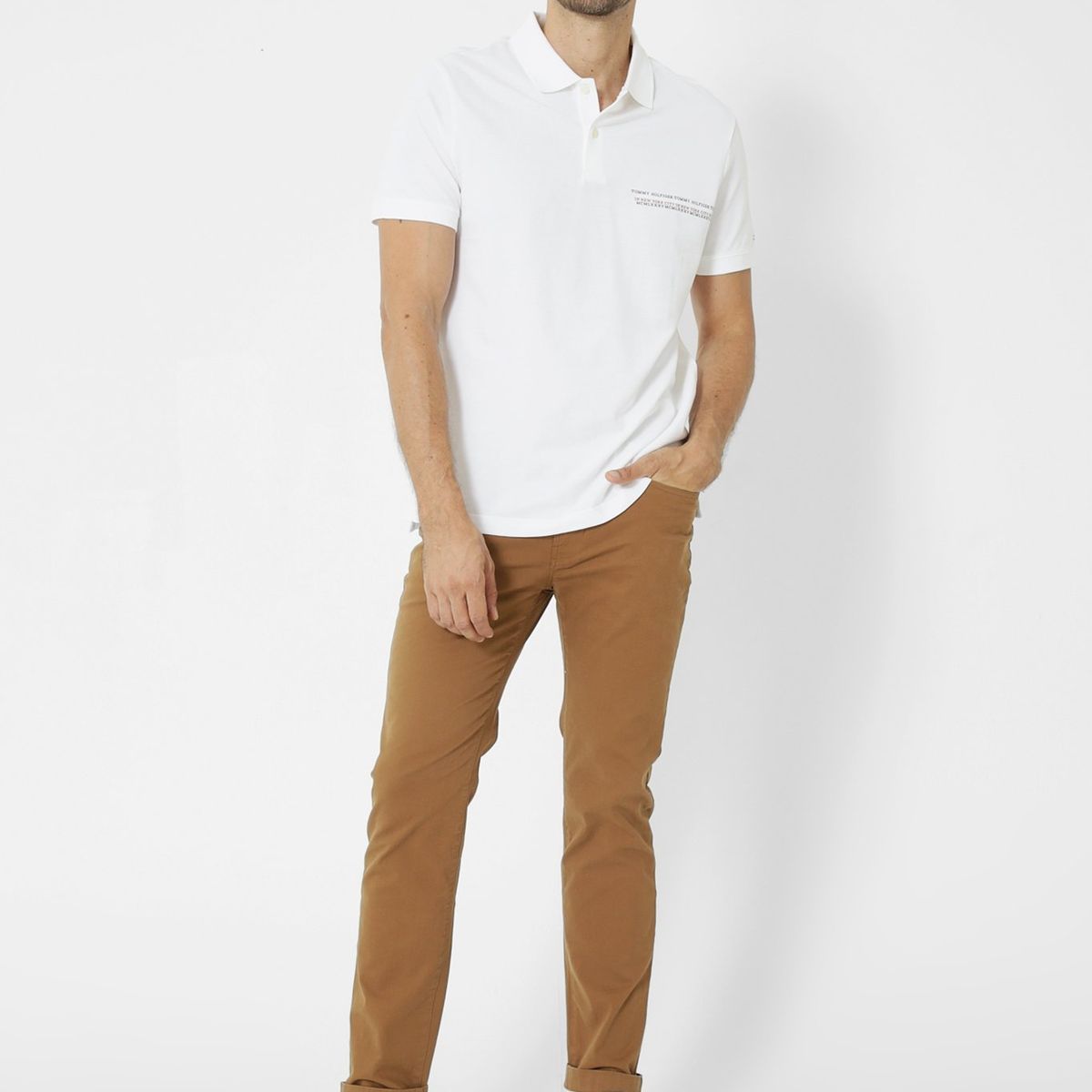 TOMMY HILFIGER - Polo Con Logo Monotipo Blanco Tommy Hilfiger