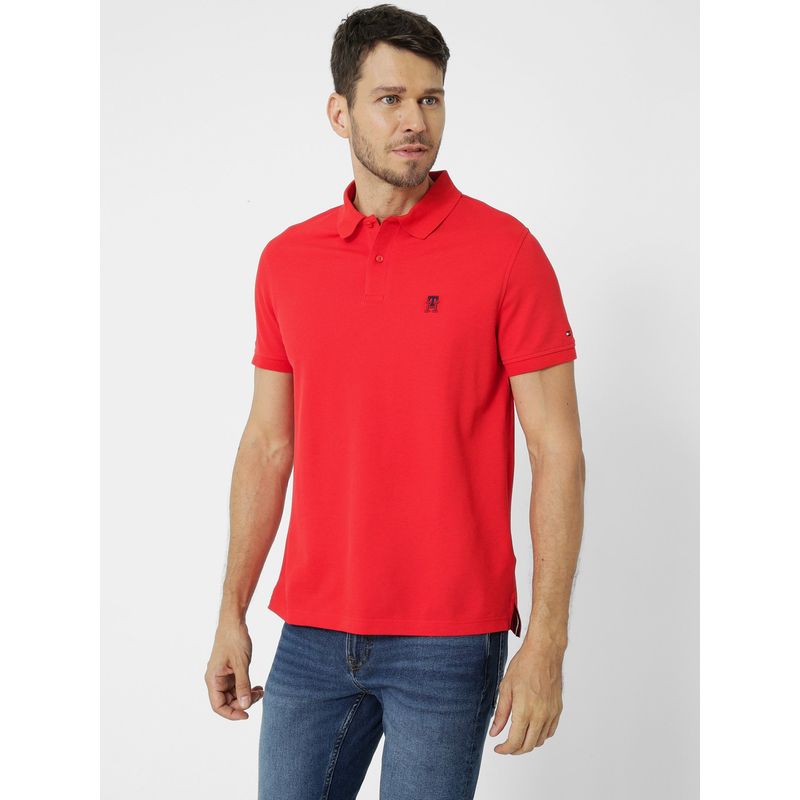 TOMMY HILFIGER - Polo Monogram Regular Fit Rojo Tommy Hilfiger