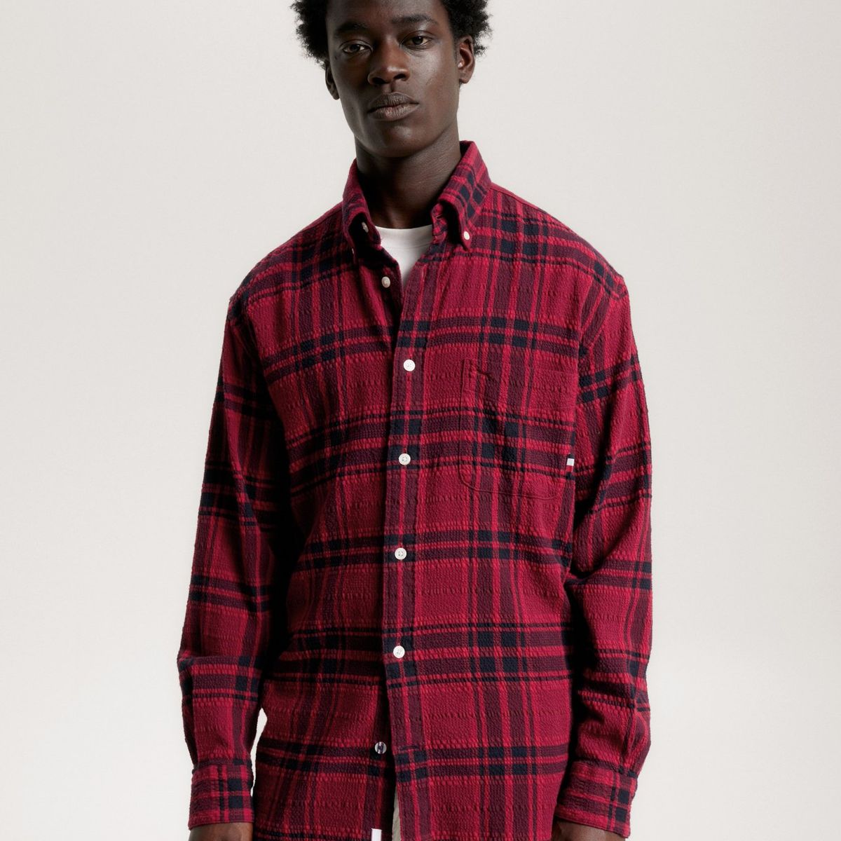 TOMMY HILFIGER - Camisa A Cuadros Escoceses Tonales Rojo Tommy Hilfiger