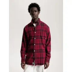 TOMMY HILFIGER - Camisa A Cuadros Escoceses Tonales Rojo