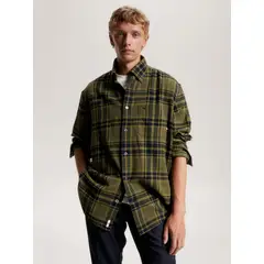 TOMMY HILFIGER - Camisa A Cuadros Escoceses Tonales Verde