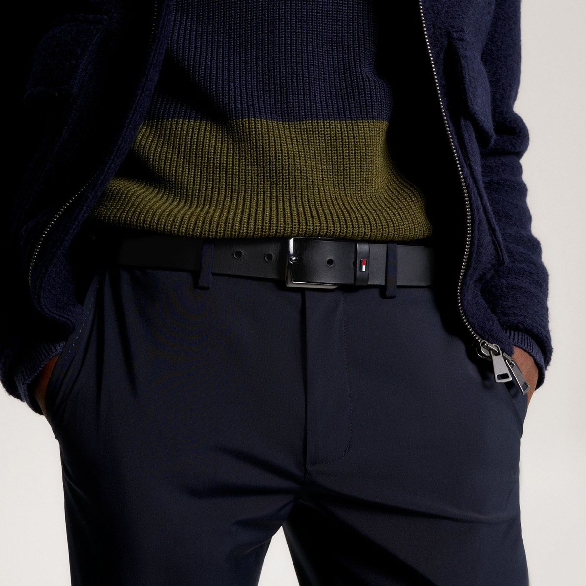 TOMMY HILFIGER - Cinturón Denton De Cuero Negro Tommy Hilfiger