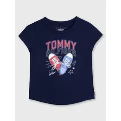 TOMMY HILFIGER - Polera Logo Sneakers Estampado Niña Azul