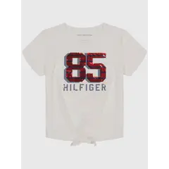 TOMMY HILFIGER - Polera Logo 85 Con Lentejuelas Niña Blanco