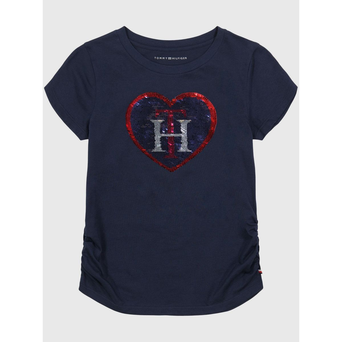 TOMMY HILFIGER - Polera Logo De Corazón Y Lentejuelas Niña Azul Tommy Hilfiger
