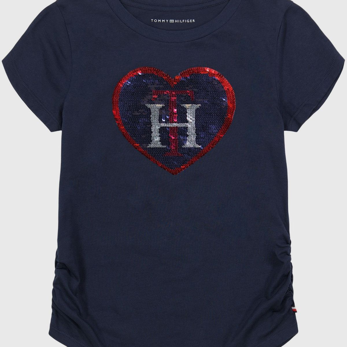TOMMY HILFIGER - Polera Logo De Corazón Y Lentejuelas Niña Azul Tommy Hilfiger
