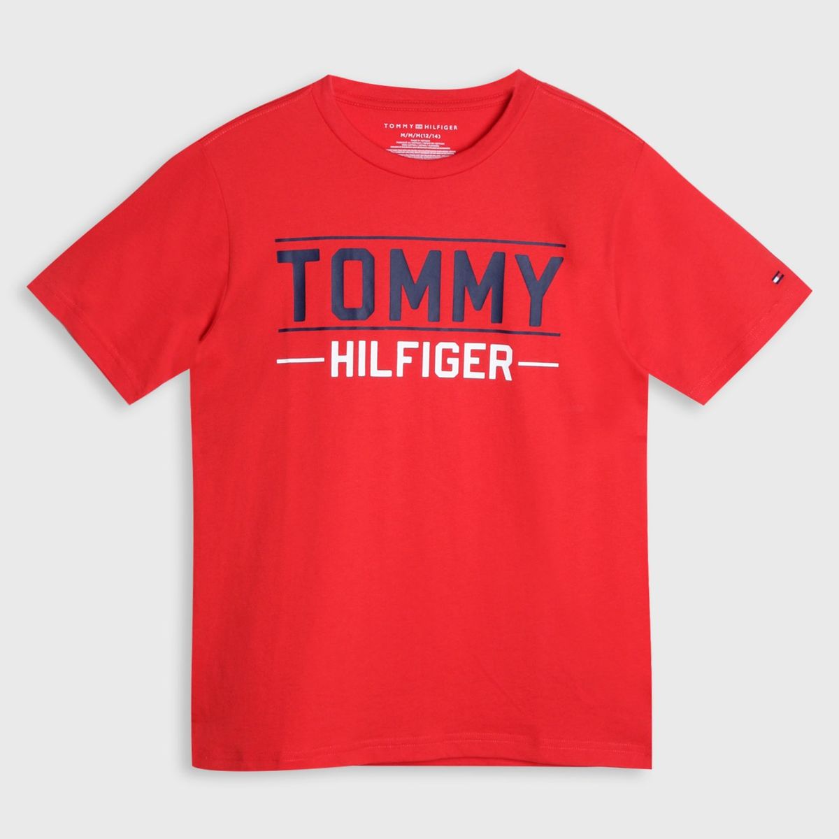 TOMMY HILFIGER - Polera Con Logo Centrado Niño Rojo Tommy Hilfiger