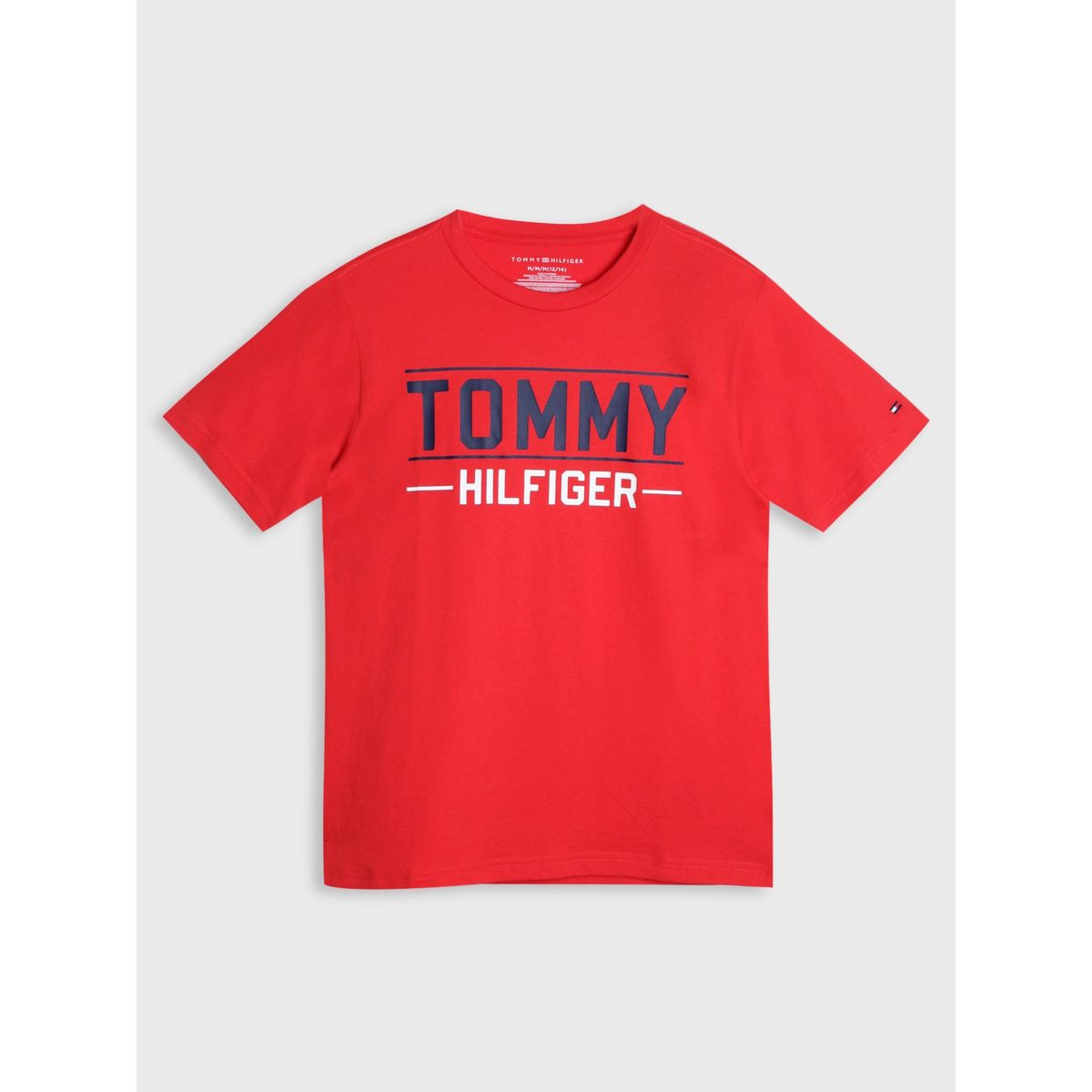 TOMMY HILFIGER - Polera Con Logo Centrado Niño Rojo Tommy Hilfiger