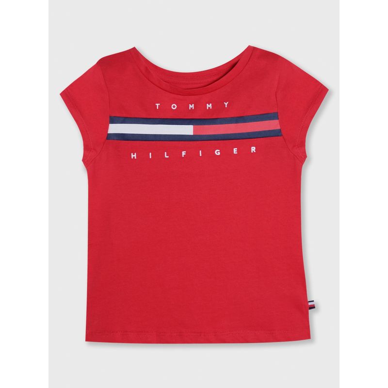TOMMY HILFIGER - Polera Con Logo Central Niña Rojo Tommy Hilfiger