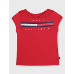 TOMMY HILFIGER - Polera Con Logo Central Niña Rojo