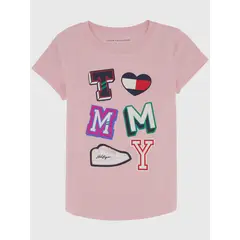 TOMMY HILFIGER - Polera Con Logos Estampados Niña Rosado