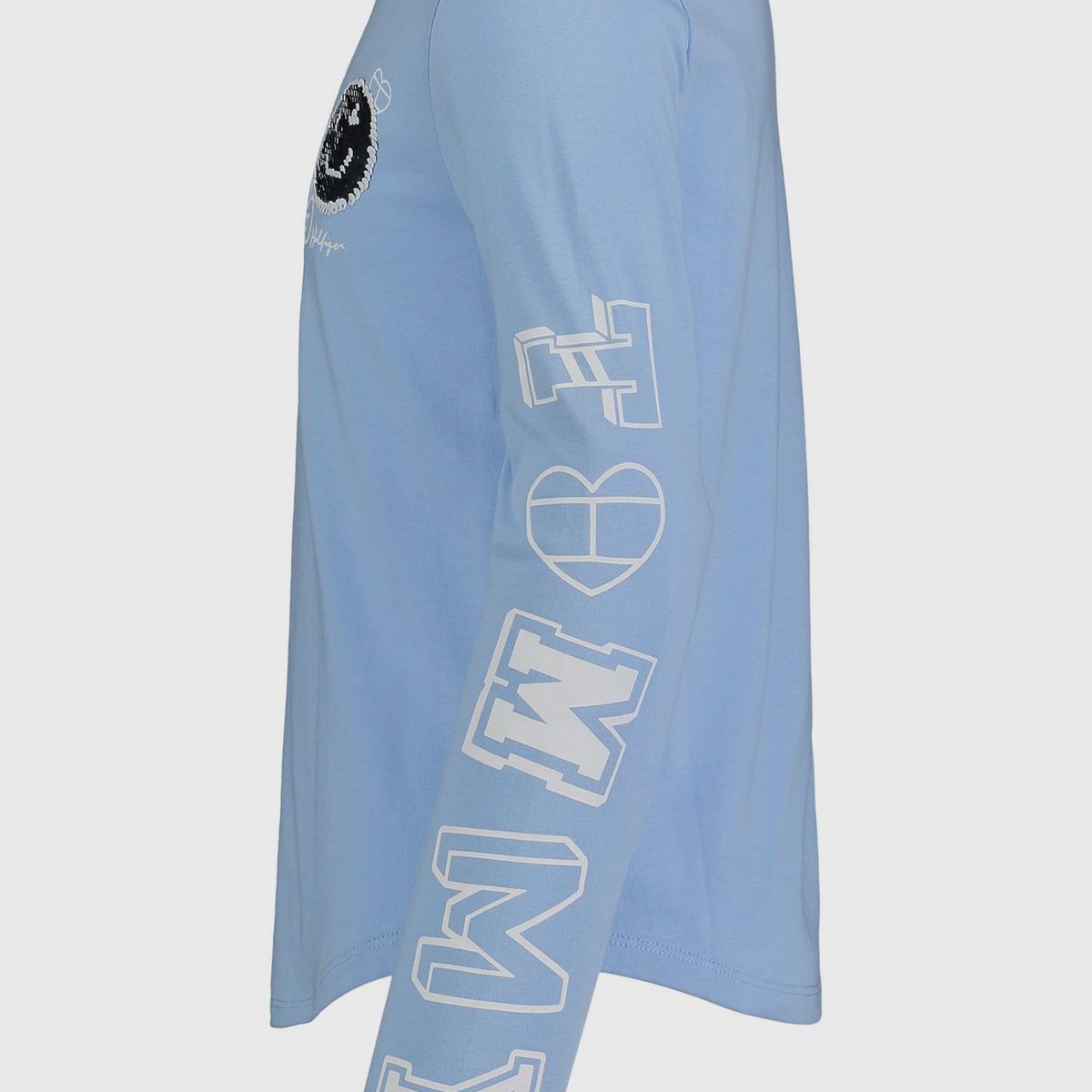 TOMMY HILFIGER - Polera Logo Smiley Con Lentejuelas Niña Celeste Tommy Hilfiger