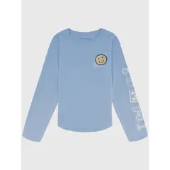 TOMMY HILFIGER - Polera Logo Smiley Con Lentejuelas Niña Celeste