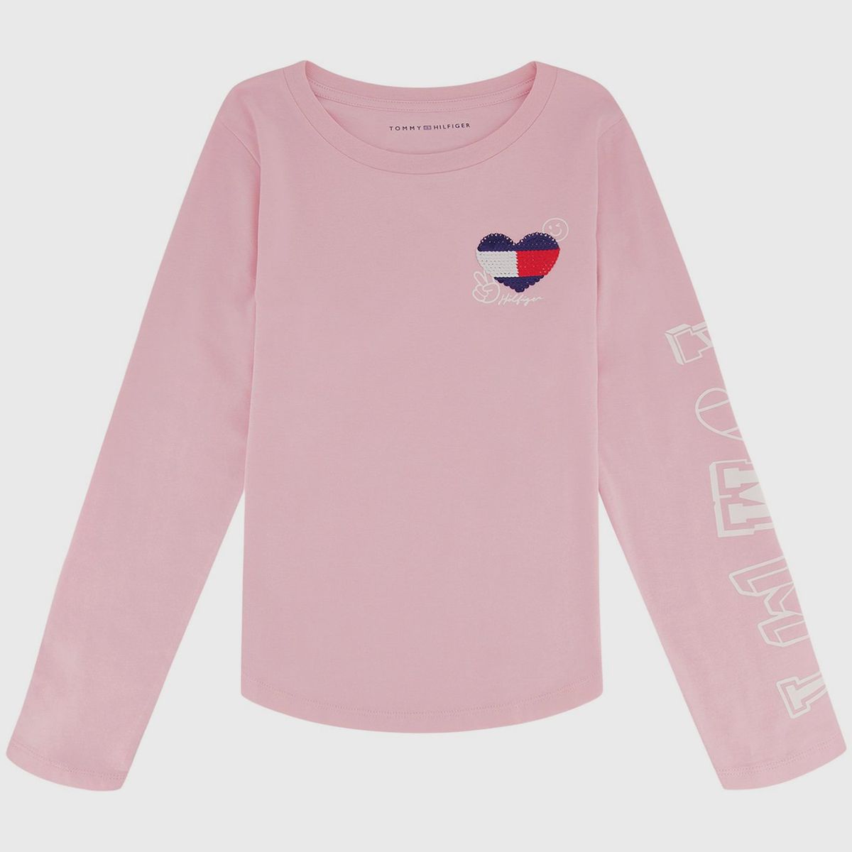 TOMMY HILFIGER - Polera Con Corazón De Lentejuelas Niña Rosado Tommy Hilfiger
