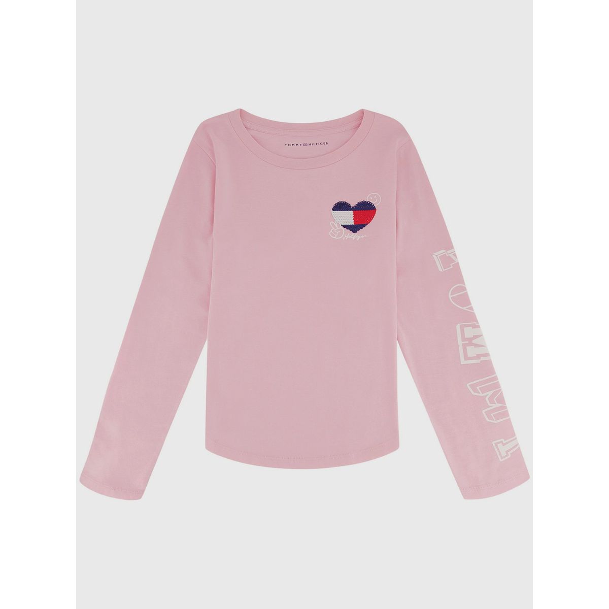 TOMMY HILFIGER - Polera Con Corazón De Lentejuelas Niña Rosado Tommy Hilfiger