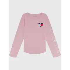 TOMMY HILFIGER - Polera Con Corazón De Lentejuelas Niña Rosado