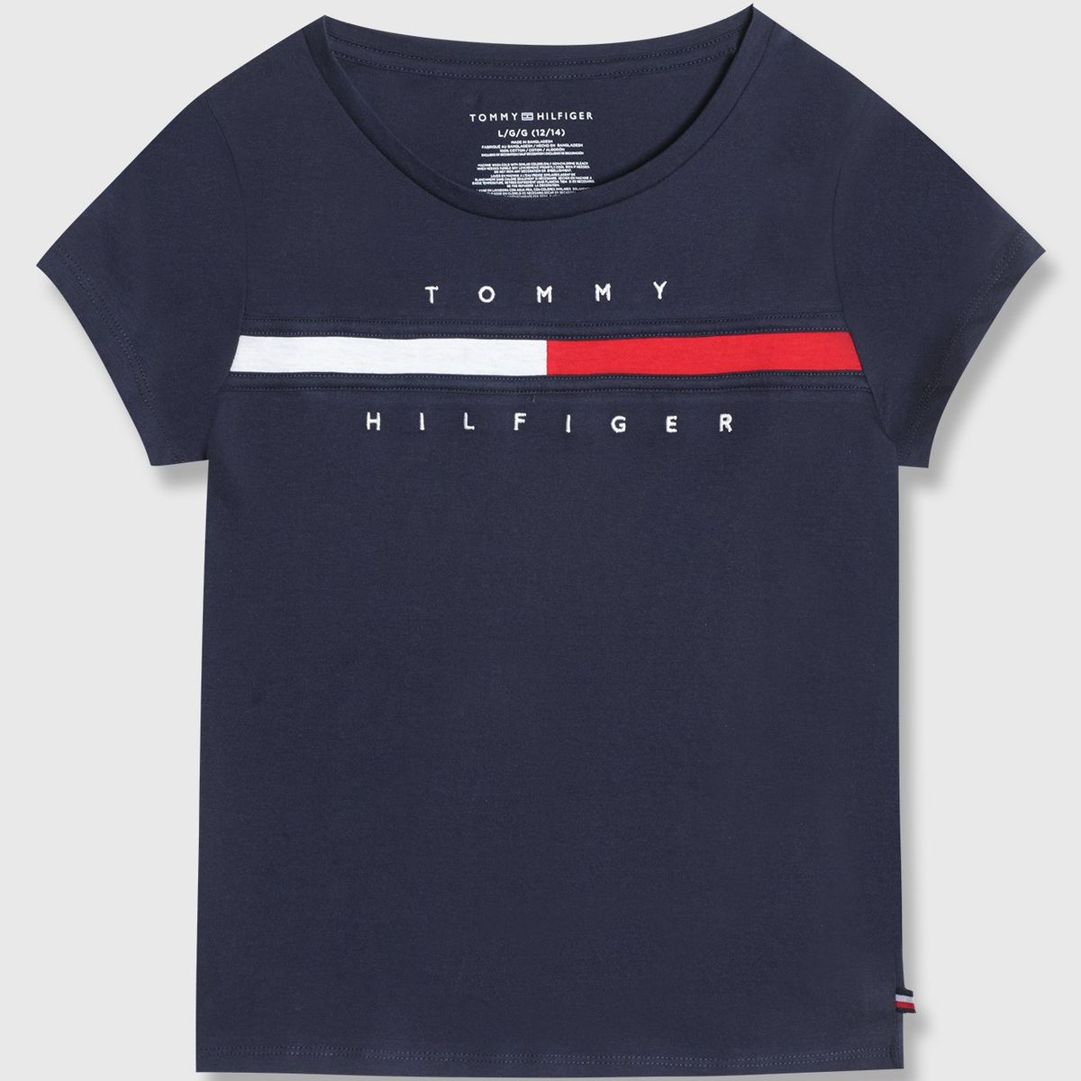 TOMMY HILFIGER - Polera Pieced Flag Logo Niña Azul Tommy Hilfiger